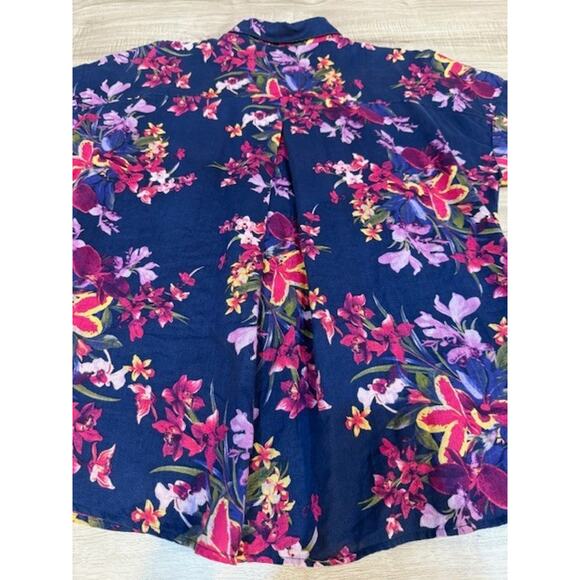 Tommy Bahama Women's 100% Linen Floral Tropical Short Sleeve Top - Size L - Picture 15 of 15